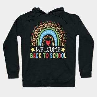 Welcome Back To School Funny Leopard Rainbow Hoodie